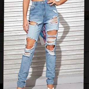 Shein High Waist Ripped Jeans